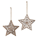 VivaStyle Ornament, Wood Ornament, Snowflake Star, 7.5"H, Asst of 2