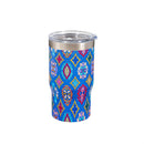 Geometric Tapestry Stainless Steel Quatre Chiller with Silicone Cap and Tumbler Slide Lid, Gift Box