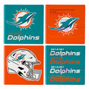 Miami Dolphins Ceramic Coasters Set, 4pcs with Wood Caddy