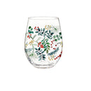 VivaStyle Poinsettia Bliss Wine Glass Stemless Glass, Festive Foliage, 17oz, Gift Box