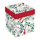 VivaStyle Poinsettia Bliss Wine Glass Stemless Glass, Festive Foliage, 17oz, Gift Box