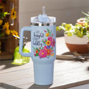 Hop Into Spring Tumbler Stainless-Steel Canyon Cup w/ Straw, Live Bright Bloom Boldly, 40oz, Gift Bo