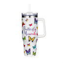 Cottage Garden Tumbler Stainless-Steel Canyon Cup w/ Straw, Butterfly Moments, 40oz, Gift Box