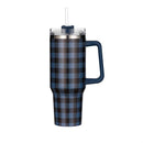 Tumbler Stainless-Steel Canyon Cup w/ Straw, Blue Buffalo Check, 40oz, Gift Box