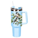 Snowbirds Tumbler Stainless-Steel Canyon Cup w/ Straw, Chickadees, 40oz, Gift Box