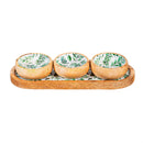 Olive Oasis 3-Section Wood Server with Bowls, 13"L