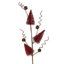 Winter Grove Stem Bottle Brush Tree and Pine Cones, 27"H, Asst of 3