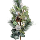 Shades of Emerald Stem Artificial with Ornaments, 25"H
