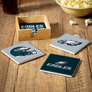 Philadelphia Eagles Ceramic Coasters Set, 4pcs with Wood Caddy