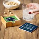 Seattle Seahawks Ceramic Coasters Set, 4pcs with Wood Caddy