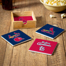 St Louis Cardinals Ceramic Coasters Set, 4pcs with Wood Caddy