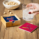 St Louis Cardinals Ceramic Coasters Set, 4pcs with Wood Caddy