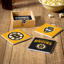 Boston Bruins Ceramic Coasters Set, 4pcs with Wood Caddy