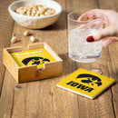 University of Iowa Ceramic Coasters Set, 4pcs with Wood Caddy