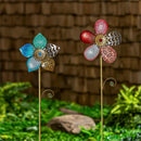 Cottage Garden Stake, Metal Metallic Flower, 36", CDU