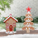 Sugar and Stripes Garden Stake, Metal, Gingerbread Cottage, 27"H, Asst of 2, CDU