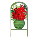 Holiday Poinsettia Garden Stake, Metal Garden Stake, Poinsettia Greenery, 29"H, Asst of 2