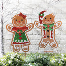 Sugar and Stripes Garden Stake, Metal, Gingerbread Buddies, 25"H, Asst of 2, CDU