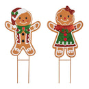 Sugar and Stripes Garden Stake, Metal, Gingerbread Buddies, 25"H, Asst of 2, CDU