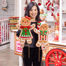 Sugar and Stripes Garden Stake, Metal, Gingerbread Buddies, 25"H, Asst of 2, CDU