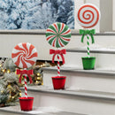 Sugar and Stripes Garden Statue, Metal Statue, Candy Swirl, 23"H, Asst of 3