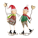 Christmas Vacation Garden Statue, Metal Statue, Ice Skating Friends, 20"H, Asst of 2