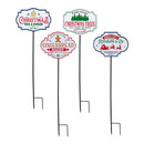 Holly Homestead Garden Stake, Metal Garden Stake, Christmas Village, 36"H, Asst of 4, CDU