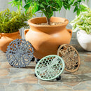 Metal Plant Caddy, Gray Floral