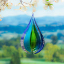 Palm Beach Wind Spinner, Metal Wind Twirler, Blue & Green Teardrop, 16"H