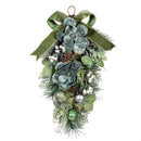 Shades of Emerald Swag Artificial with Ornaments, 25"H