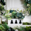 Shades of Emerald Faux Floral Table Decor Artificial Tree in Pot with Ornaments, 11"H
