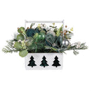 Shades of Emerald Faux Floral Table Decor Artificial Tree in Pot with Ornaments, 11"H