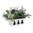Shades of Emerald Faux Floral Table Decor Artificial Tree in Pot with Ornaments, 11"H
