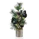 Shades of Emerald Faux Floral Tree Table Decor Artificial in Pot with Ornaments, 24"H