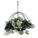 Shades of Emerald Hanging Décor Artificial with Metal Orb and Ornaments, 14"H