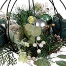 Shades of Emerald Hanging Décor Artificial with Metal Orb and Ornaments, 14"H