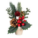 Winter Grove Faux Floral Table Decor Artificial Pine Cone and Berry Floral in Pot, 9"H