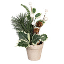 Shades of Emerald Faux Floral Table Decor Artificial in Wood Pot, 9"H