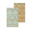 Reversible Weather-Resistant 3x5 Rug, Teal and Brown Design