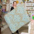 Reversible Weather-Resistant 3x5 Rug, Teal and Brown Design