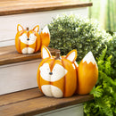 Mother And Baby Fox Pumpkin Statues, Set of 2