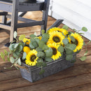 Faux Sunflower, Lemon and Eucalyptus Floral Arrangement in Planter