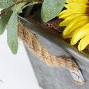 Faux Sunflower, Lemon and Eucalyptus Floral Arrangement in Planter