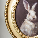 Petal & Plow Indoor Wall Decor, Wood, Rabbit Portrait in Round Gold Decorative Frame, 16" L x 19" H