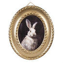 Petal & Plow Indoor Wall Decor, Wood, Rabbit Portrait in Round Gold Decorative Frame, 16" L x 19" H