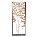 Embossed Gold Metal Leaf and Branches with Black Frame Wall Decor