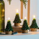 Shades of Emerald Candle, Tree Shaped Wax Candle, Set of 4