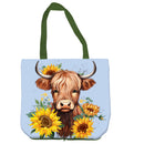 Highland Cow and Sunflowers Compact Tote Bag