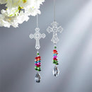 Memorial Trinket Metal and Crystal Hanging Cross, 11", Asst of 2, CDU
