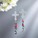 Memorial Trinket Metal and Crystal Hanging Cross, 11", Asst of 2, CDU
